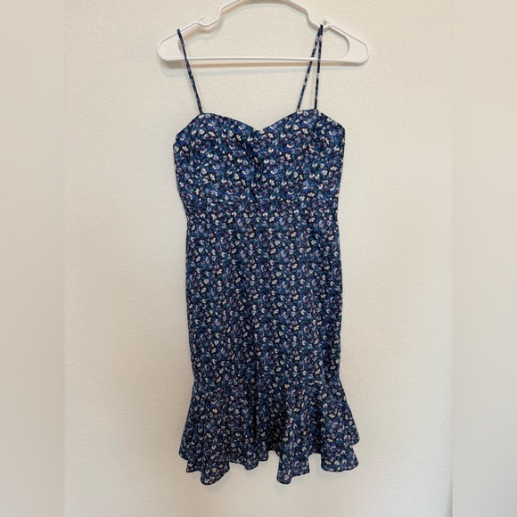 J Crew Liberty Spaghetti Strap Floral Midi Dress Blue Size P4 - Picture 2 of 6